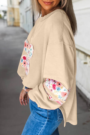 Floral Patch Long Sleeve Shift Sweatshirt