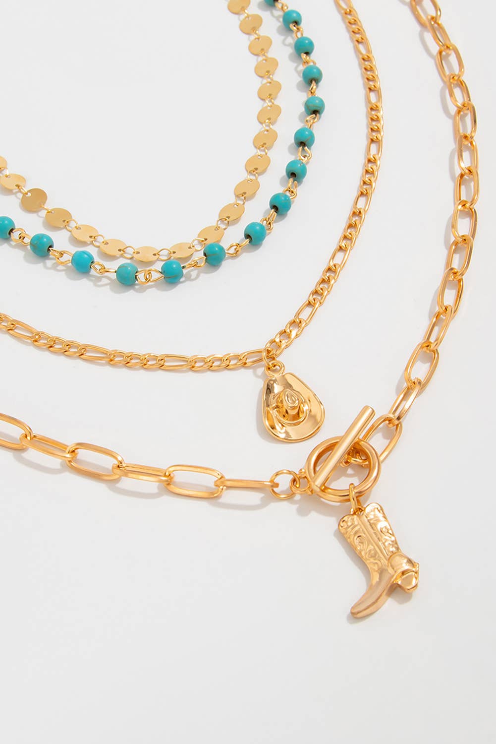 Western Cowgirl Boots Turquoise Beading Necklace Set | 4pcs