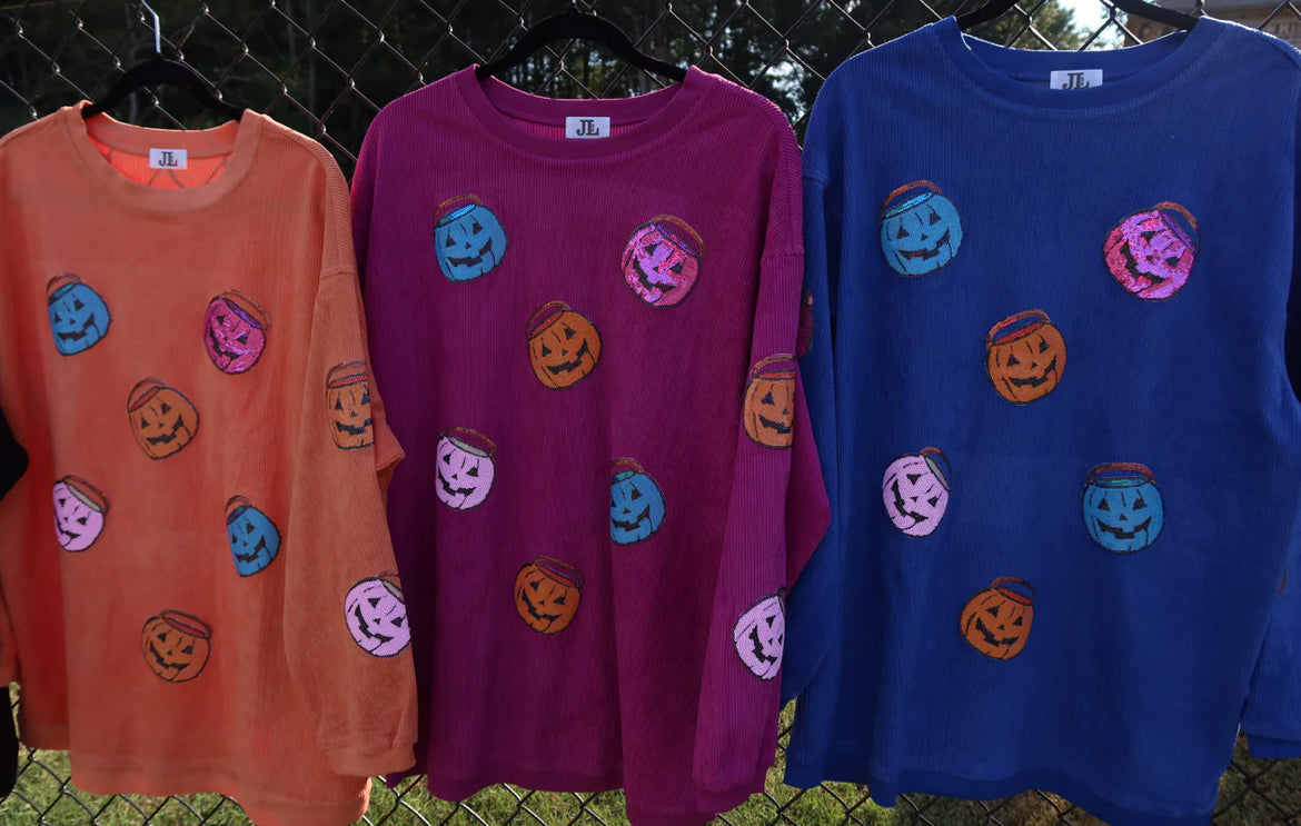 PREORDER Jack-o’-lantern Sequin Corded Crews