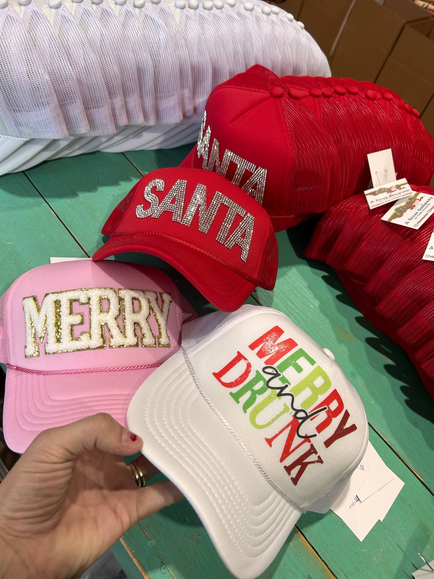 Rhinestone SANTA Trucker | Christmas Hat | Merry Cap
