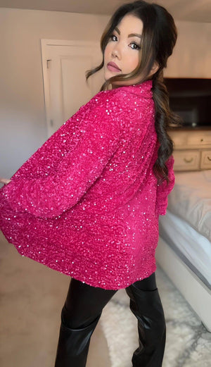 Natasia Oversized Sequin Blazer