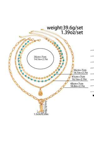 Western Cowgirl Boots Turquoise Beading Necklace Set | 4pcs