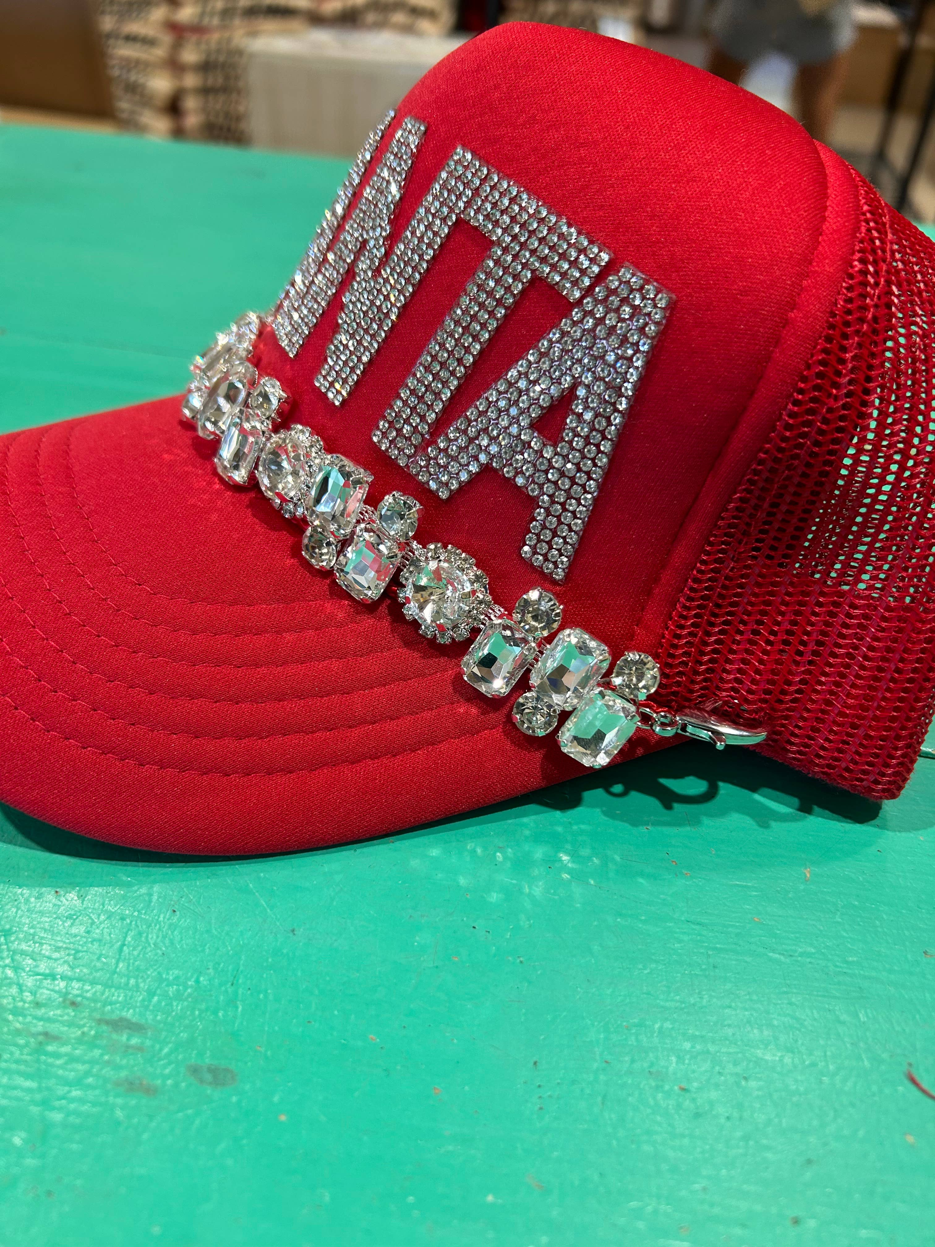 Rhinestone SANTA Trucker | Christmas Hat | Merry Cap