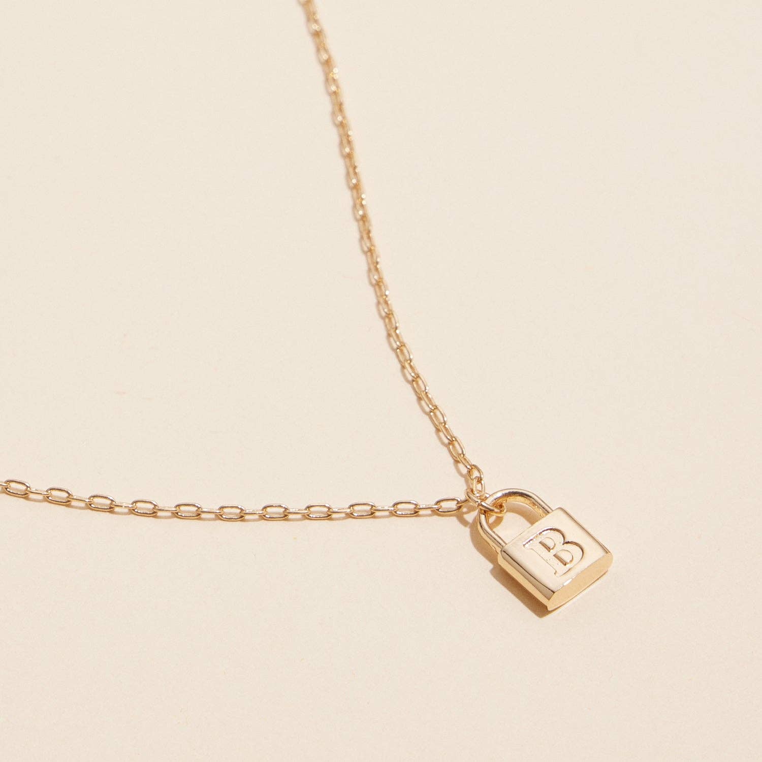 Golden Initial Lock Pendant Necklace