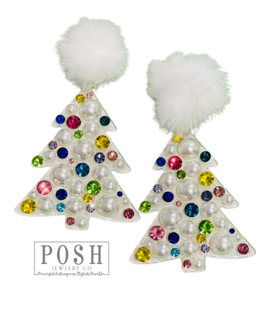 Rhinestone Christmas tree earring 9PE405