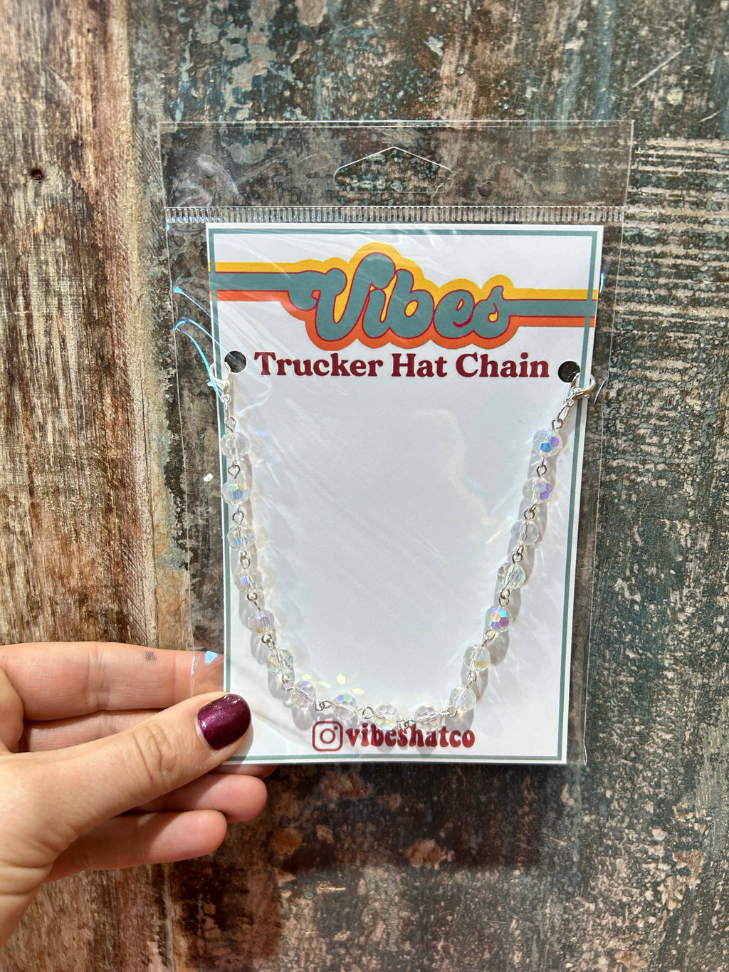 Iridescent Clear Beaded Trucker Chain | Hat Chain