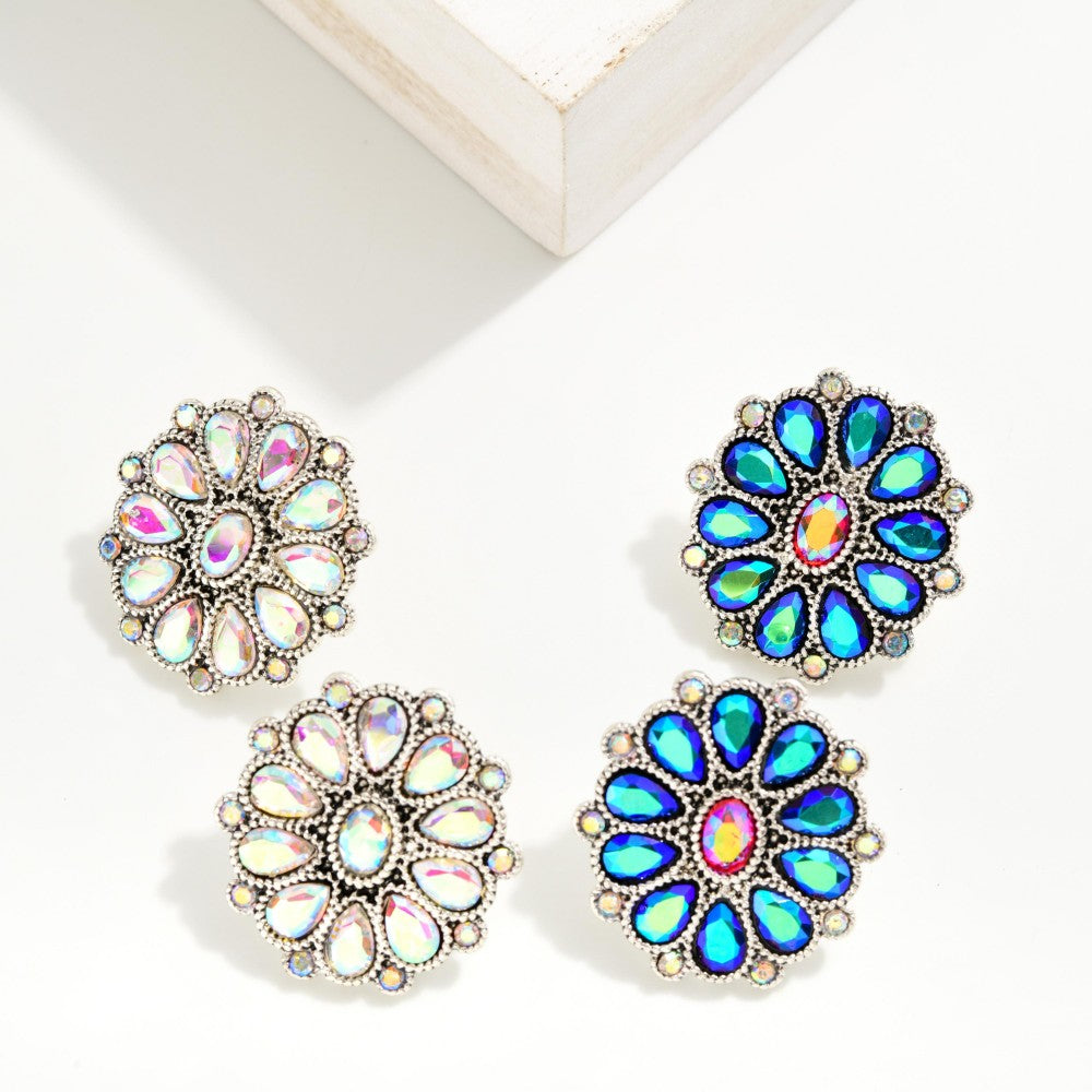 Medallion Rhinestone Earrings