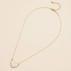 Heart Druzy Stone Charm Short Necklace