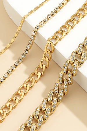 Rhinestone * 4pcs Adjustable Chain Bracelet Sets