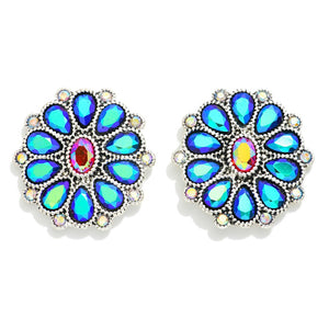 Medallion Rhinestone Earrings