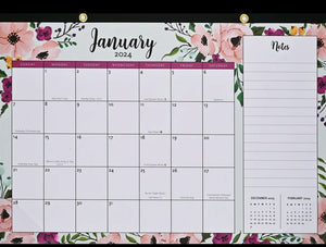 2024 Floral Desk Pad and Wall Calendar (11" X 17")