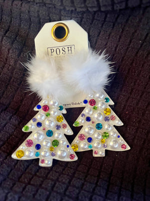 Rhinestone Christmas tree earring