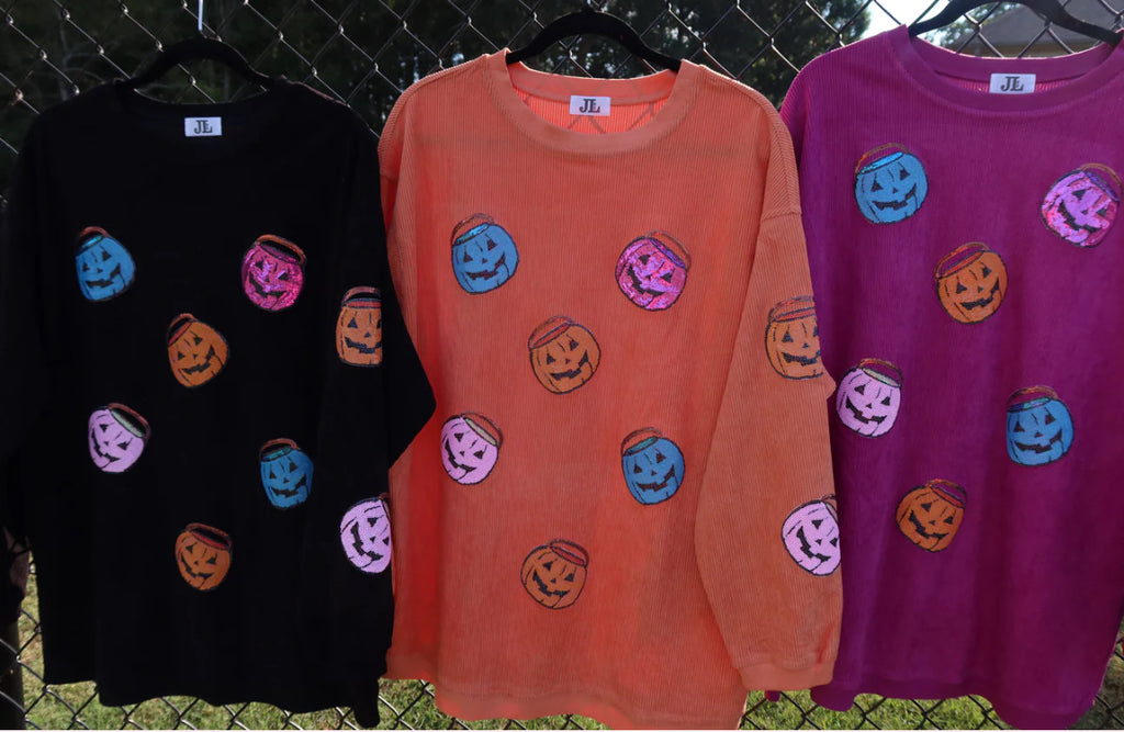 PREORDER Jack-o’-lantern Sequin Corded Crews