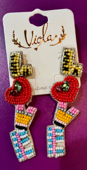 Beaded Teacher Earrings