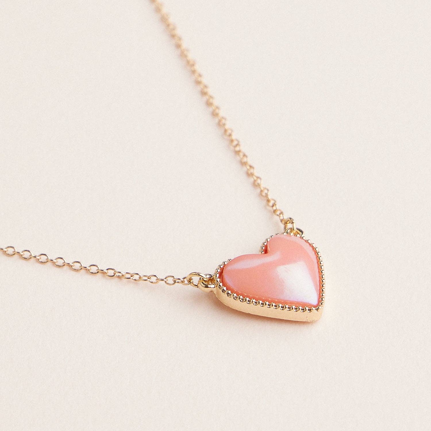 Heart Shaped Enamel Pendant Necklaces in Gold Chain Jewelry