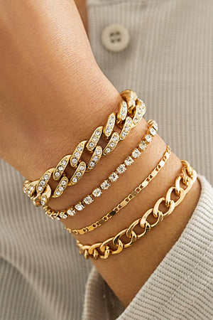 Rhinestone * 4pcs Adjustable Chain Bracelet Sets
