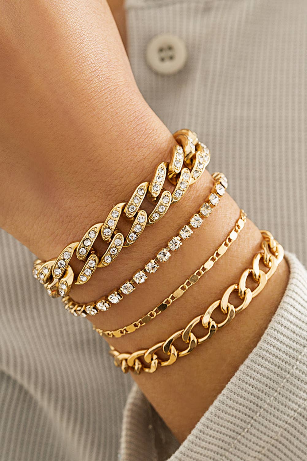 Rhinestone * 4pcs Adjustable Chain Bracelet Sets