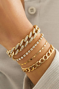 Rhinestone * 4pcs Adjustable Chain Bracelet Sets