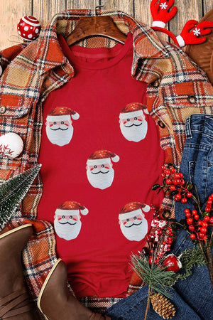 Sequin Christmas Santa Graphic Short Sleeve Tee  |