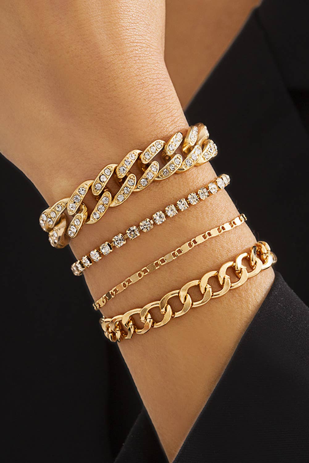Rhinestone * 4pcs Adjustable Chain Bracelet Sets