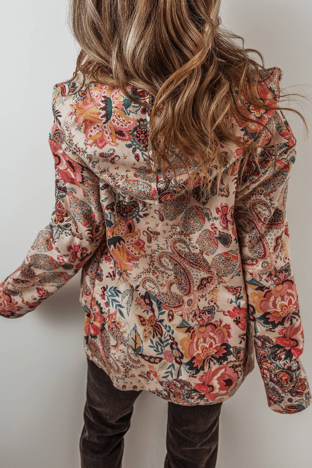 Paisley Floral Print Sherpa Lined Hooded Jacket |