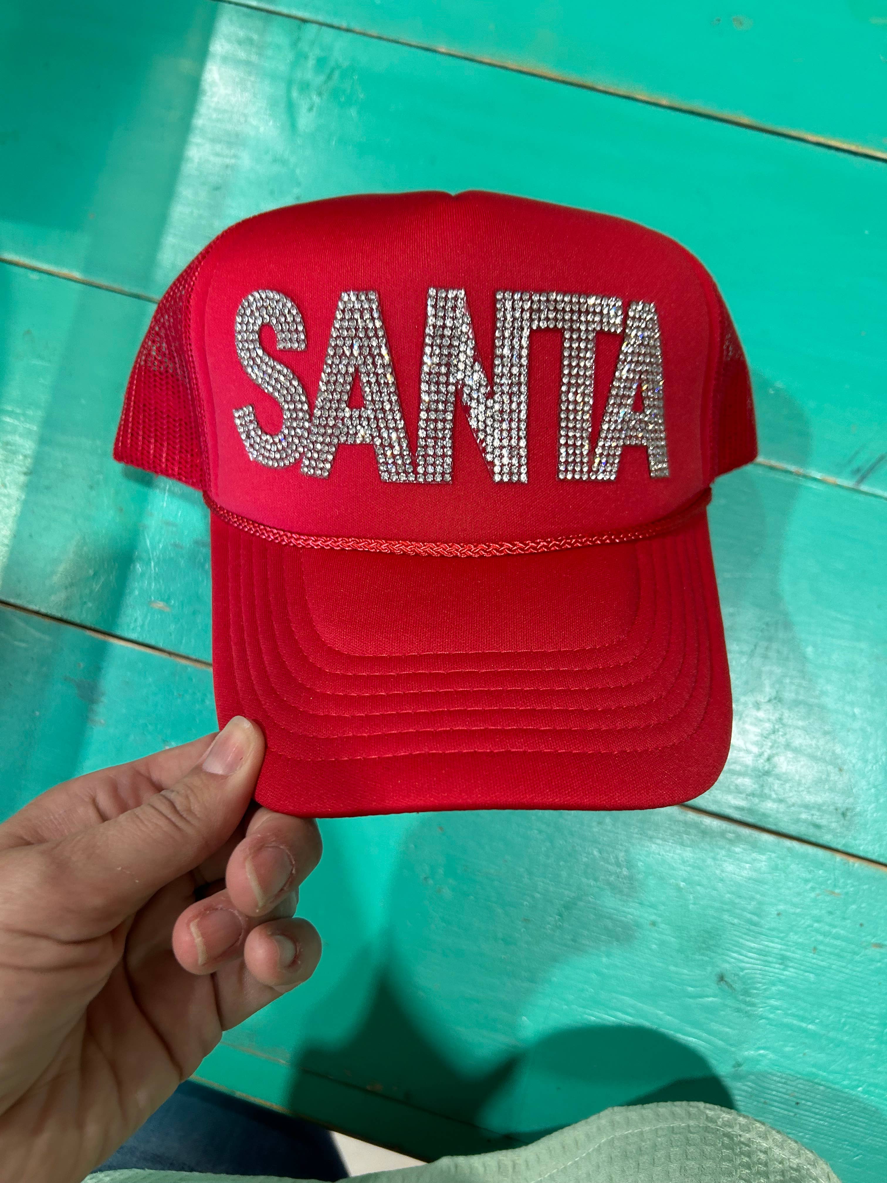 Rhinestone SANTA Trucker | Christmas Hat | Merry Cap