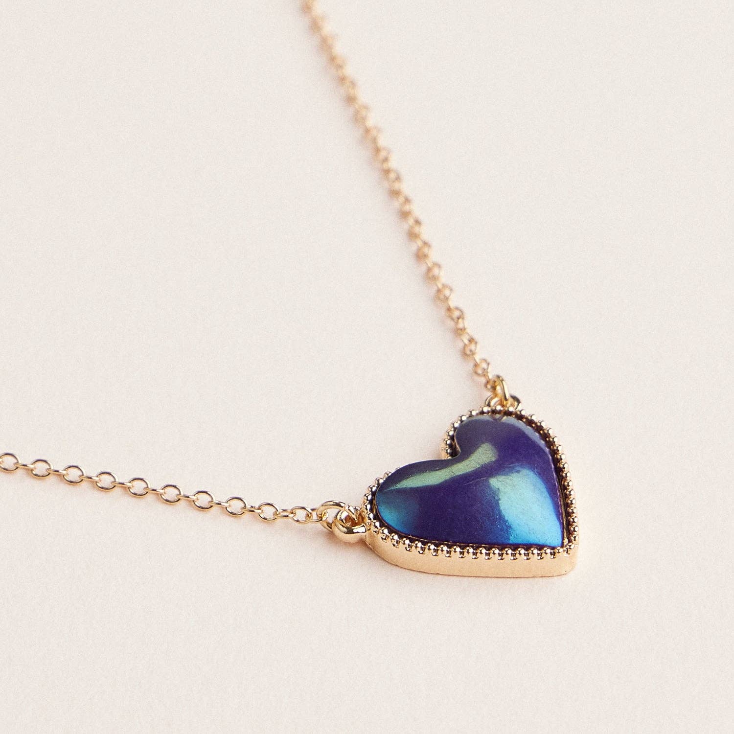 Heart Shaped Enamel Pendant Necklaces in Gold Chain Jewelry