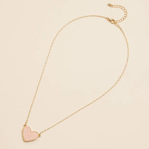 Heart Druzy Stone Charm Short Necklace