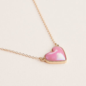Heart Shaped Enamel Pendant Necklaces in Gold Chain Jewelry