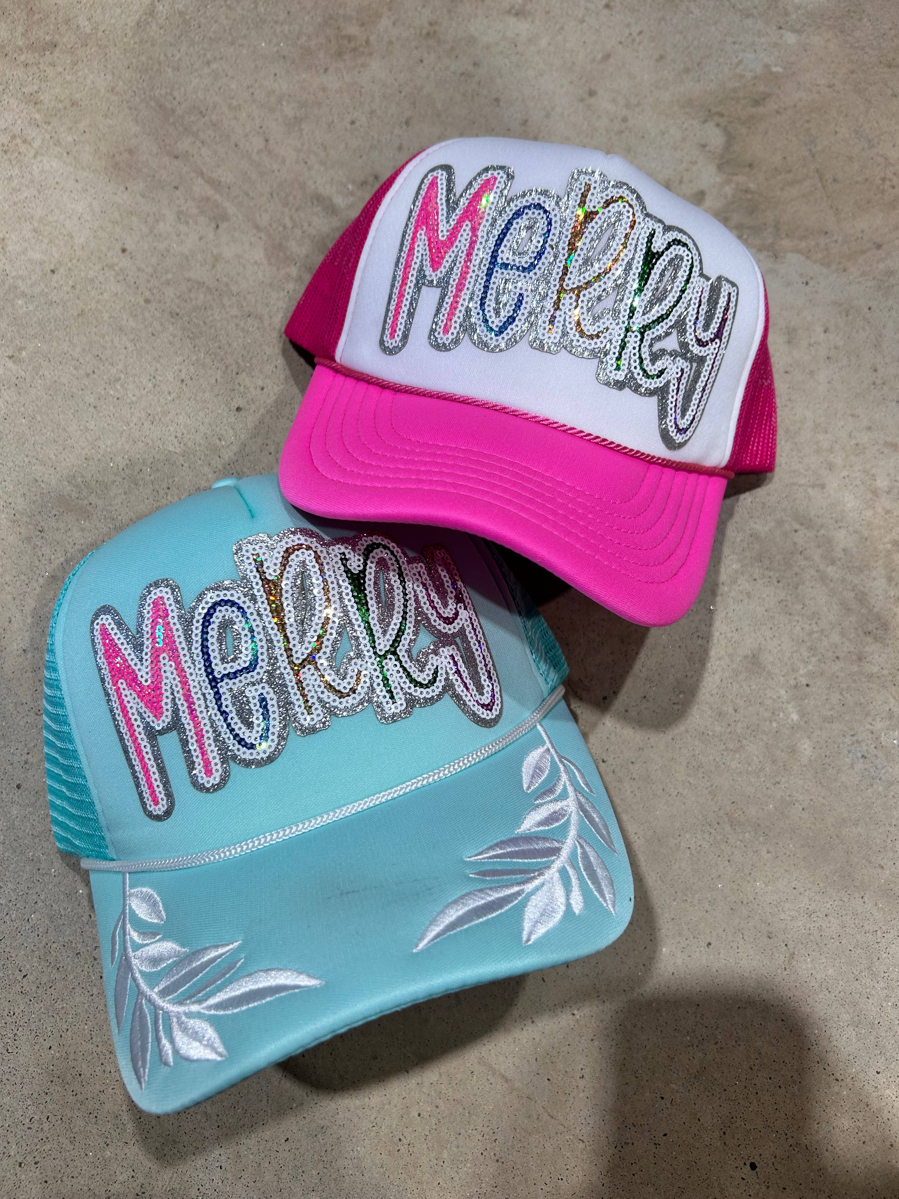 Sequin MERRY Trucker Hat | Christmas Caps | Jolly | Santa