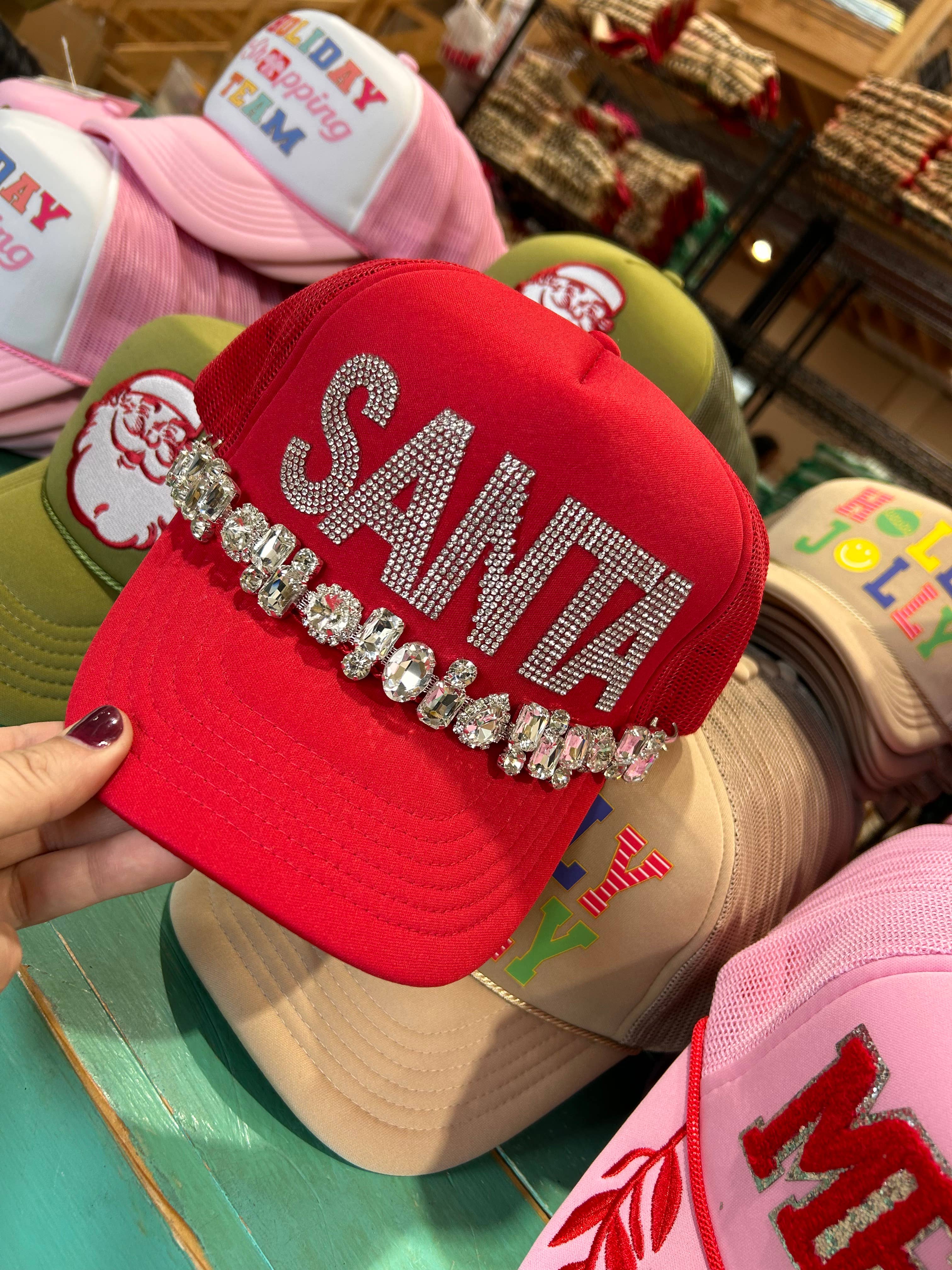 Rhinestone SANTA Trucker | Christmas Hat | Merry Cap