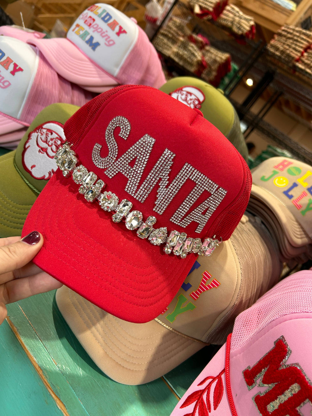 Rhinestone SANTA Trucker | Christmas Hat | Merry Cap