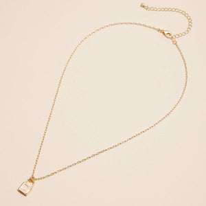 Golden Initial Lock Pendant Necklace