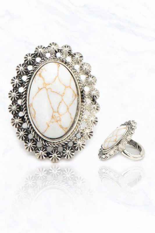 Stone Oval Stretch Ring