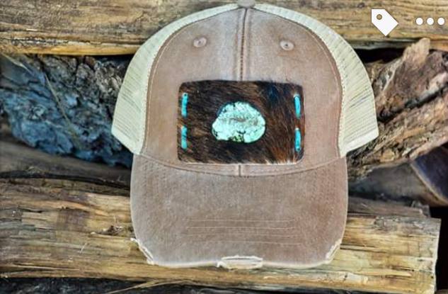 Distressed Cowhide Stone Cap