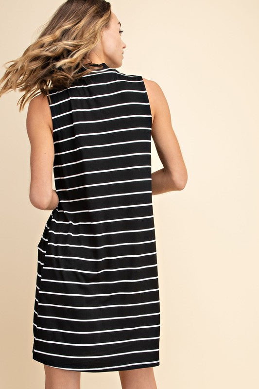 Striped Jersey Sleeveless Dress