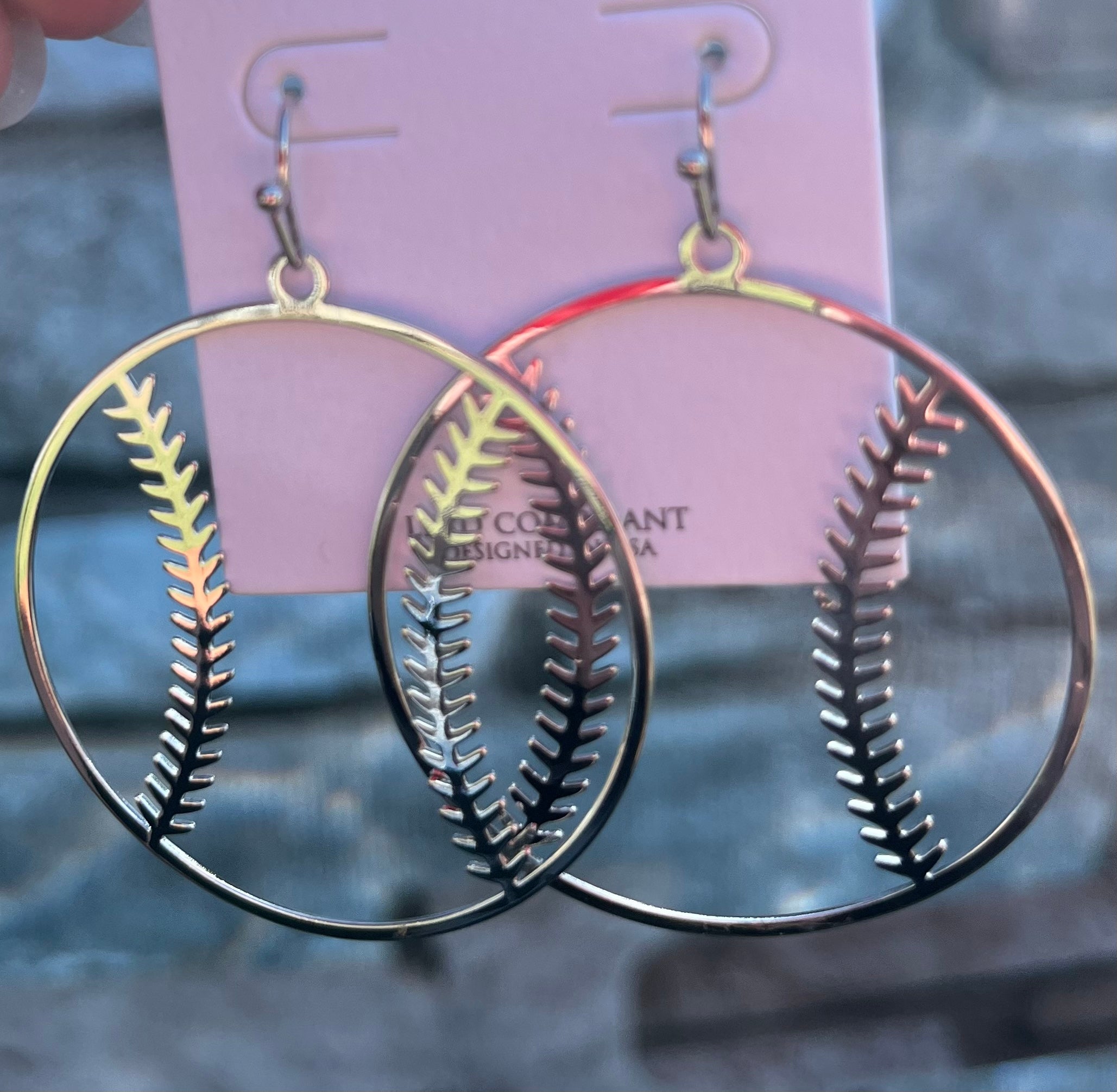 Metal Dangle Baseball Earrings