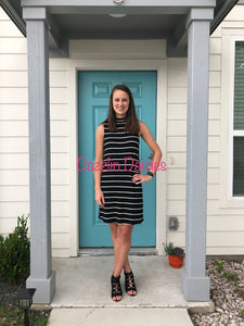 Striped Jersey Sleeveless Dress