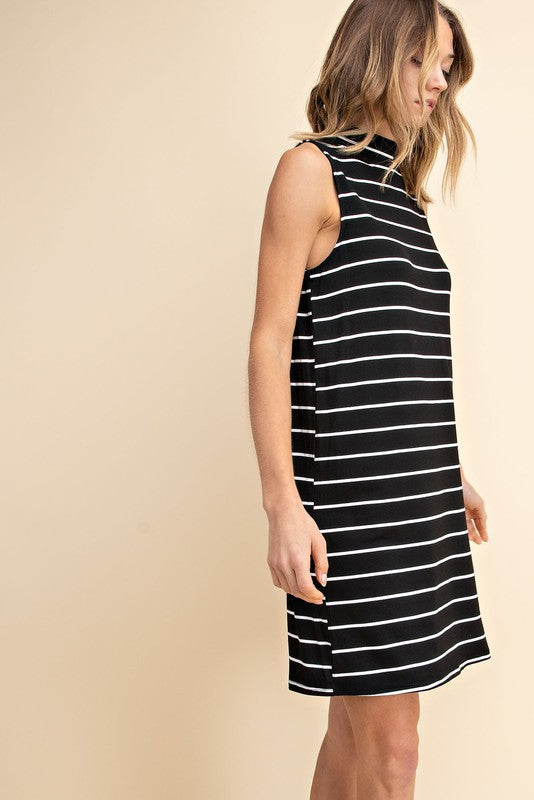 Striped Jersey Sleeveless Dress