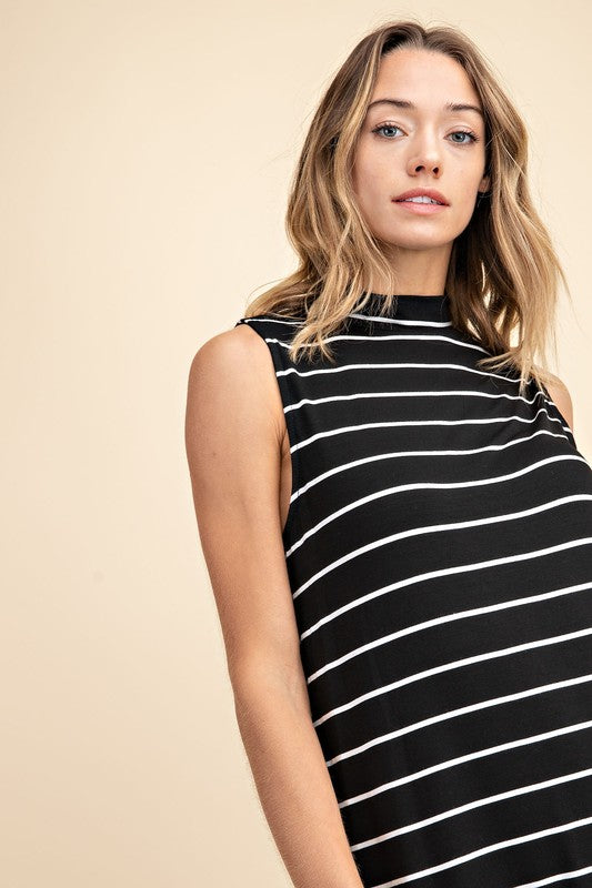 Striped Jersey Sleeveless Dress