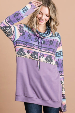 Aztec Cowl Neck Pullover