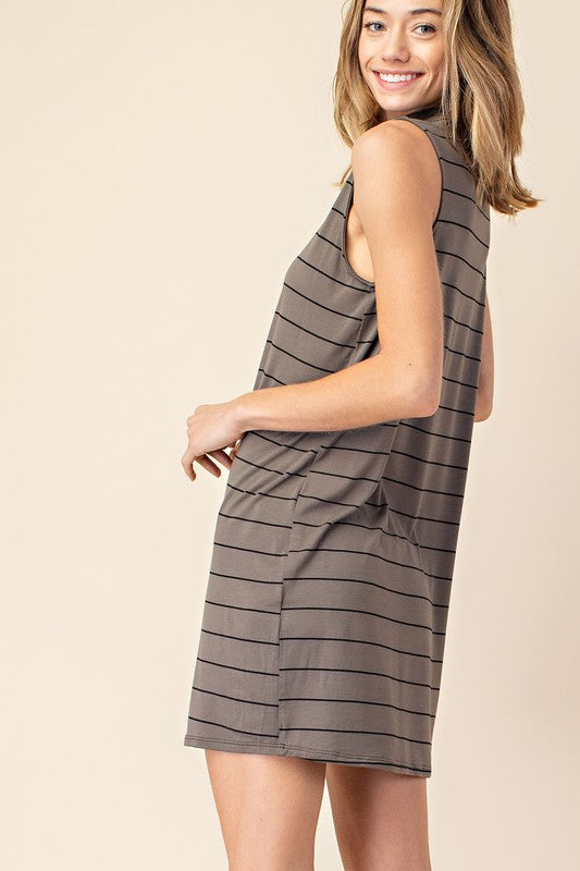 Striped Jersey Sleeveless Dress