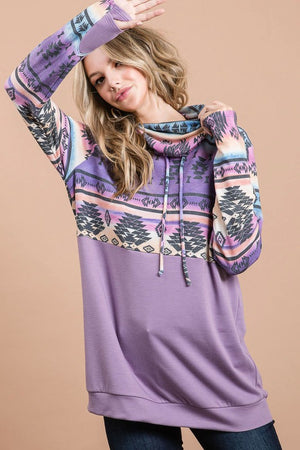 Aztec Cowl Neck Pullover