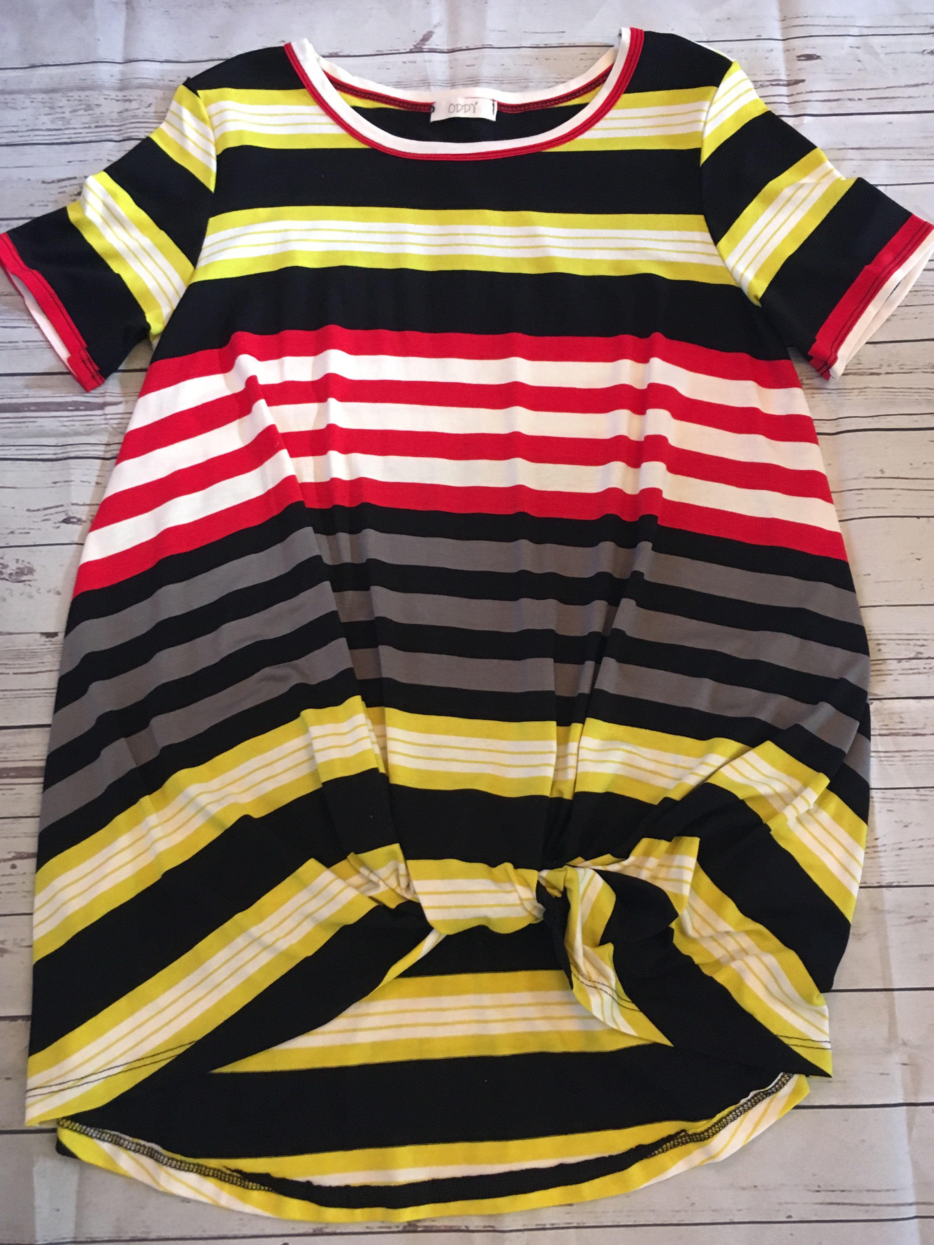 The Addison Red/Black/Yellow Striped Top