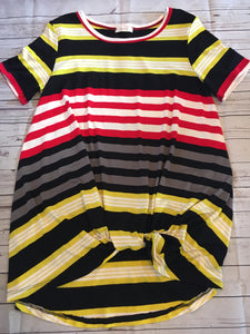 The Addison Red/Black/Yellow Striped Top