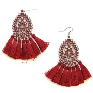 Rhinestones teardrop tassel earrings