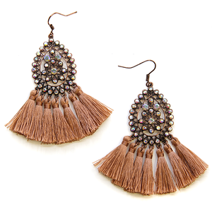 Rhinestones teardrop tassel earrings