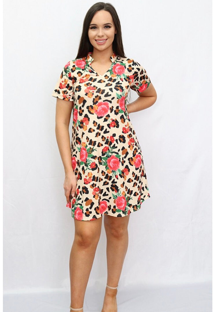 Leopard and Flowers Dress