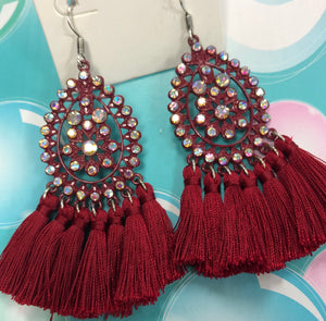 Rhinestones teardrop tassel earrings